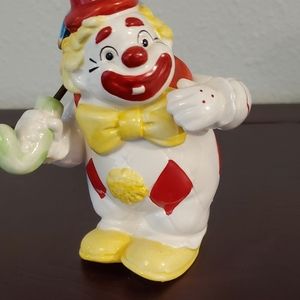 Vintage 1980's Ceramic Clown W/Removable Umbrella Made In Taiwan